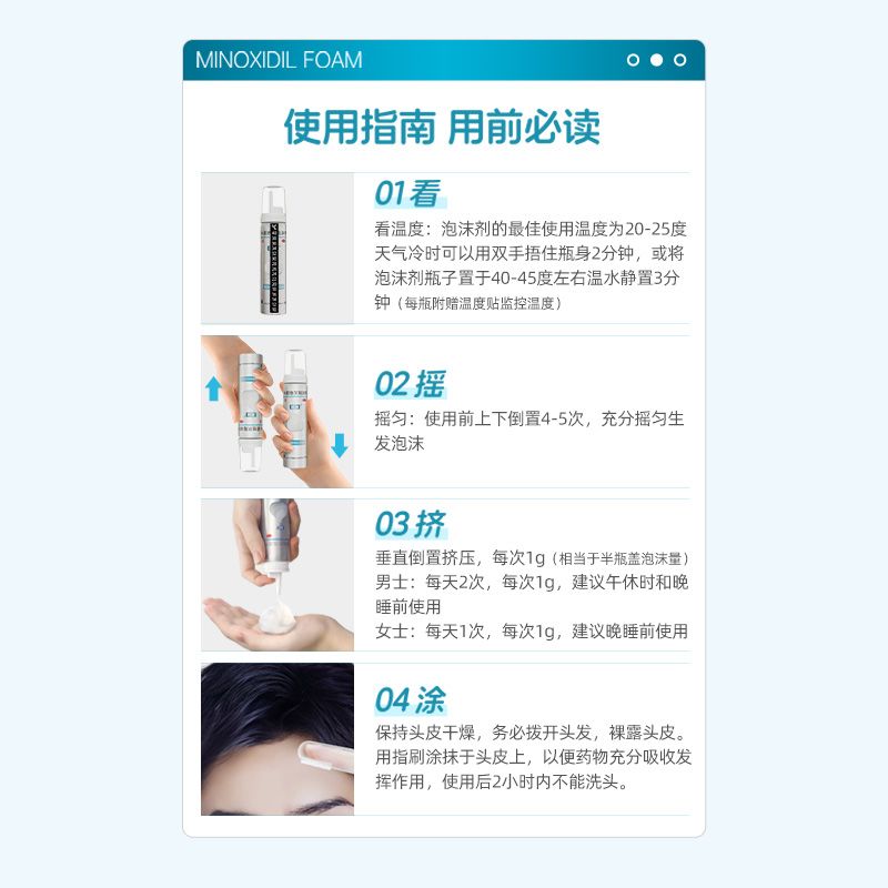 蔓迪 米诺地尔泡沫剂 5%(60g:3g)*1瓶/盒 8周生发2瓶装 二代5%浓度米诺地尔生发液防脱发育发斑秃发际线M秃 图片 9