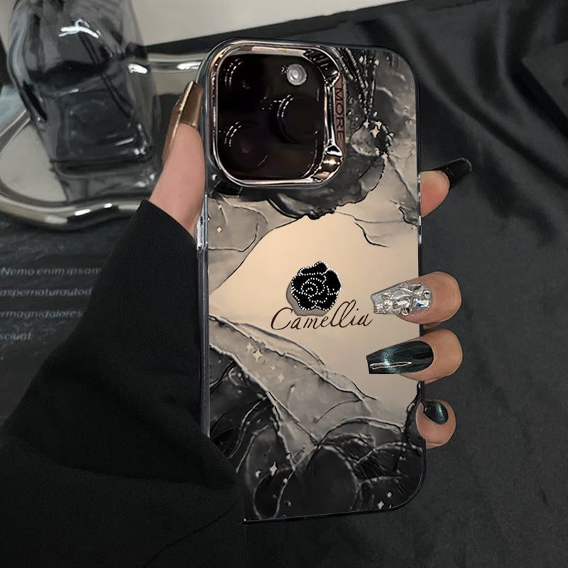 Custodia per telefono compatibile con iPhone 16 Pro Max con motivo Camellia, per uomo e donna, iPhone 15 argento, 14/13, resistente allo sporco, X_voghion.com