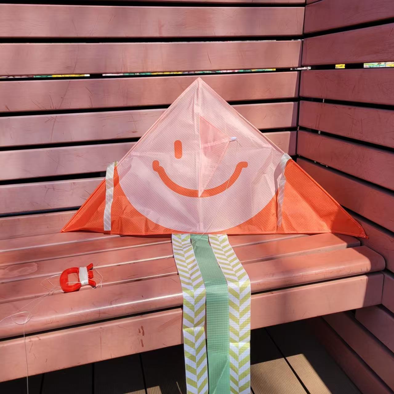 INS Korean Smiley Face Children's Cartoon Foldable Triangle Kite Portable Parent-Child Outdoor Picnic Camping Game_voghion.com