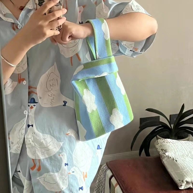 袋子外出便携式针织手提袋手拎小包新款针织手提包教师节礼品袋 图片 7