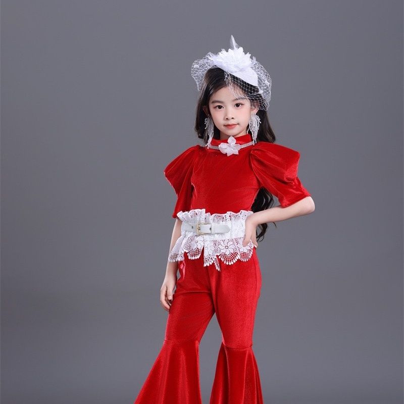 Girls Retro Jazz Dance Clothing Set For Performance And Stage_voghion.com