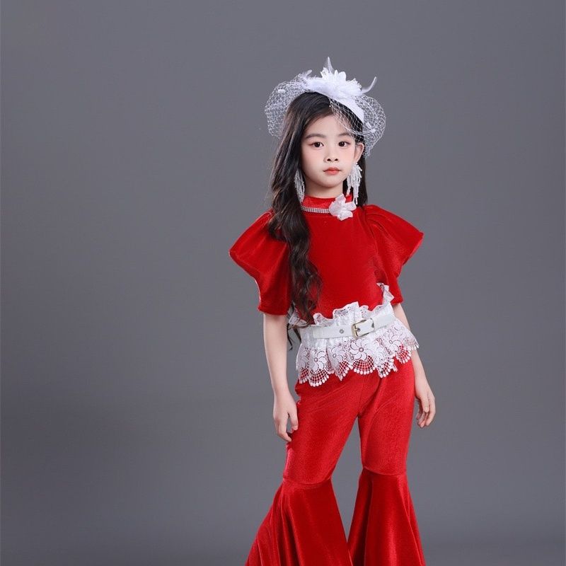 Girls Retro Jazz Dance Clothing Set For Performance And Stage_voghion.com
