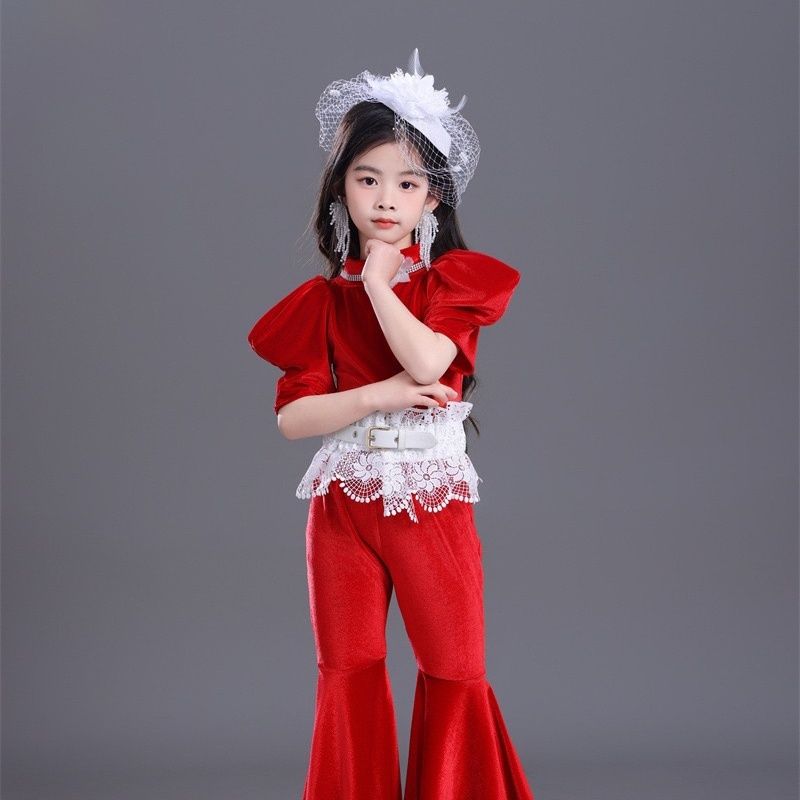 Girls Retro Jazz Dance Clothing Set For Performance And Stage_voghion.com