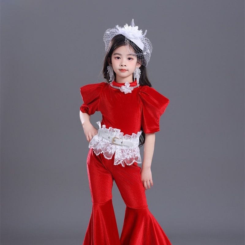 Girls Retro Jazz Dance Clothing Set For Performance And Stage_voghion.com