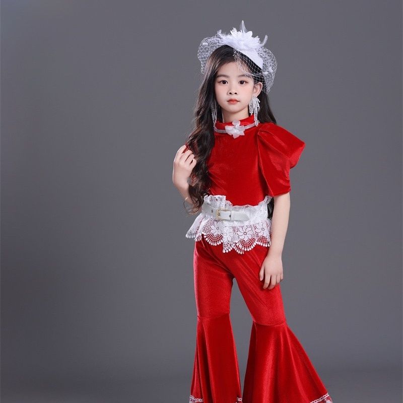 Girls Retro Jazz Dance Clothing Set For Performance And Stage_voghion.com