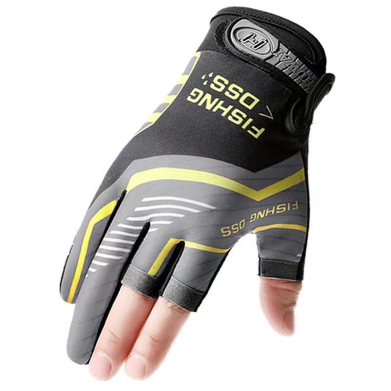 Men's Summer Outdoor Gloves, Thin Ice Silk, Sun Protection, Non-Slip, Wear-Resistant, Three-Finger Design For Catching_voghion.com