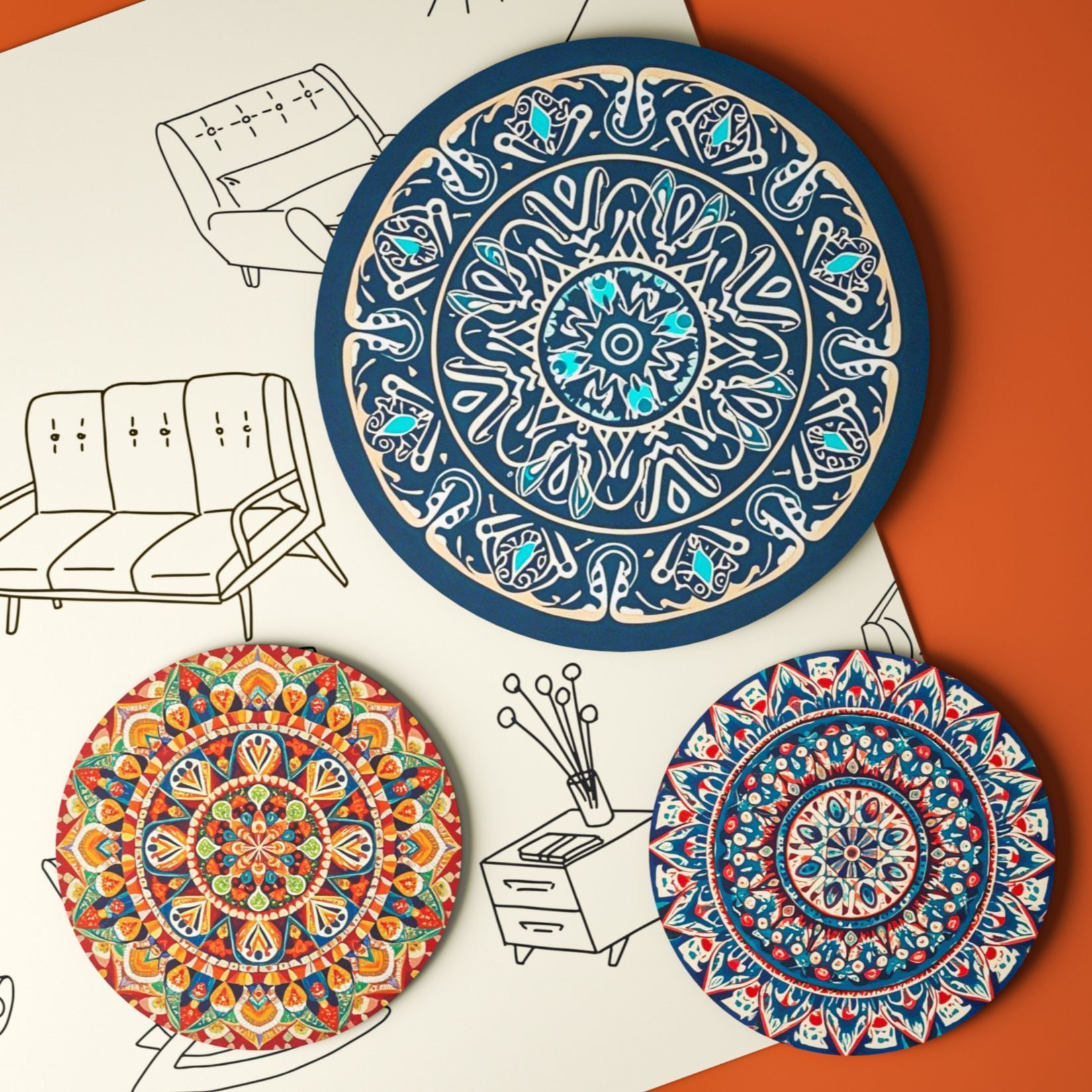 Bohemian Placemat Nordic Style Coaster Rubber Water Absorbent Non-Slip Insulation Bowl Plate Heat Resistant Table Mat_voghion.com