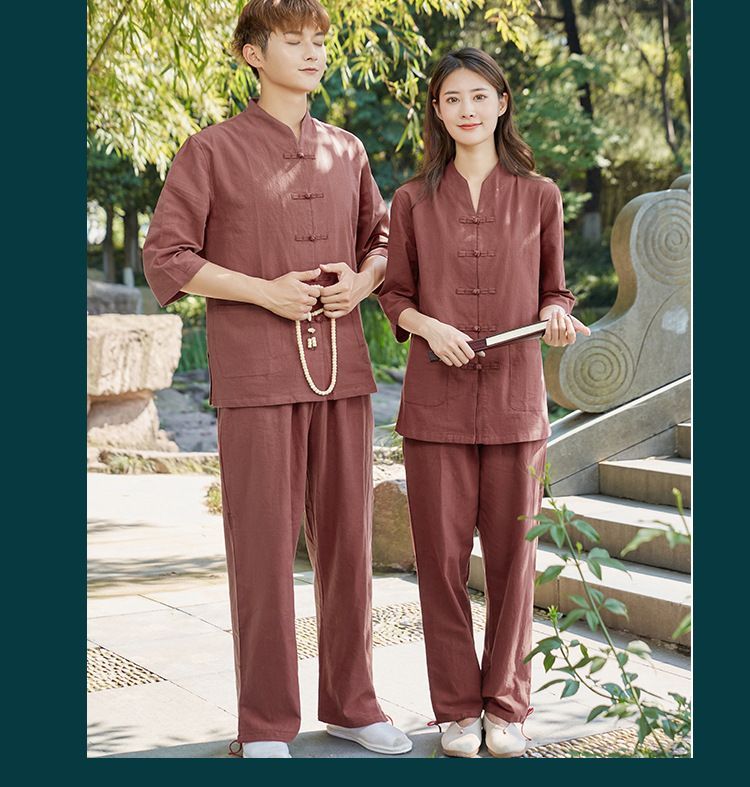 居士服禅修服女夏季薄款棉麻佛系禅意女装套装打坐禅服道家服装女 detail 15