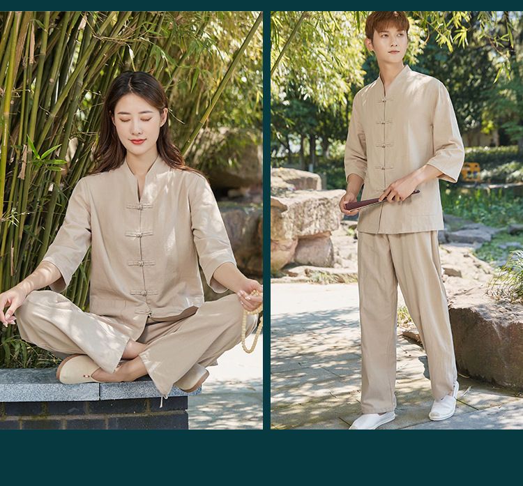 居士服禅修服女夏季薄款棉麻佛系禅意女装套装打坐禅服道家服装女 detail 12