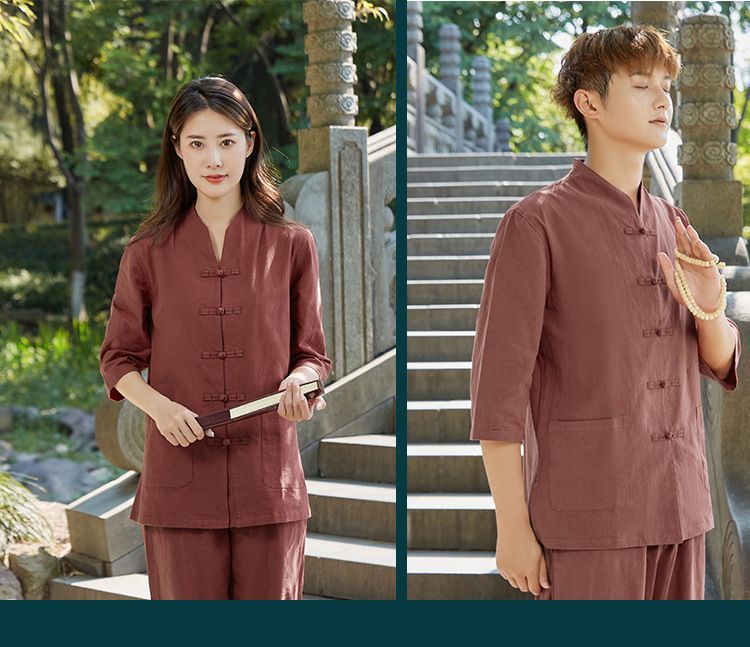 居士服禅修服女夏季薄款棉麻佛系禅意女装套装打坐禅服道家服装女 detail 16