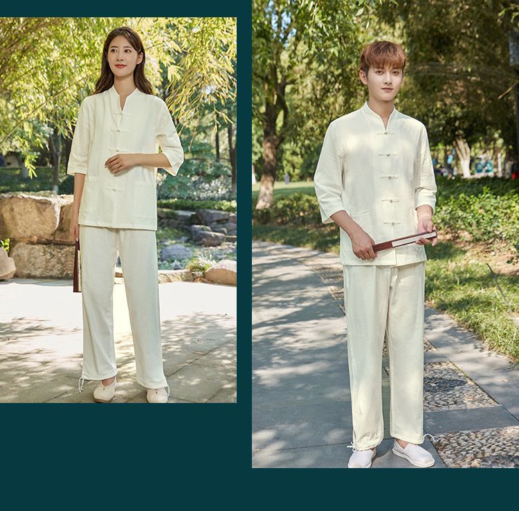 居士服禅修服女夏季薄款棉麻佛系禅意女装套装打坐禅服道家服装女 detail 6