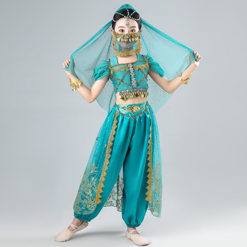儿童印度舞演出服天竺少女茉莉公主西域肚皮舞新疆民族舞蹈表演服 图片 5