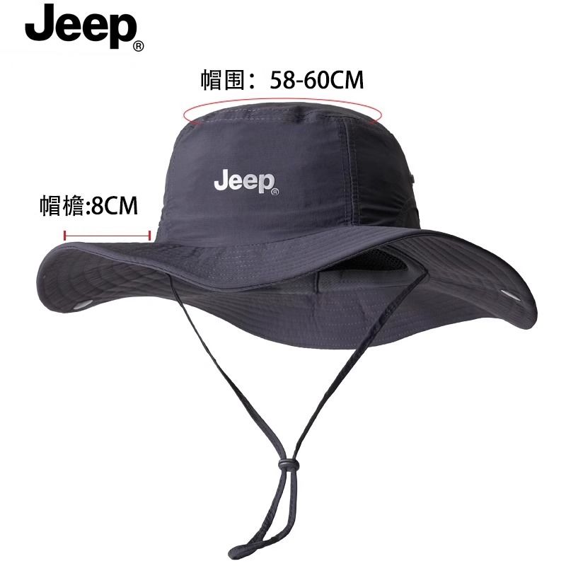 JEEP防晒吉普夏季登山太阳帽帽子透气户外紫外线钓鱼渔夫帽