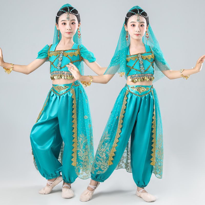 儿童印度舞演出服天竺少女茉莉公主西域肚皮舞新疆民族舞蹈表演服 图片 4