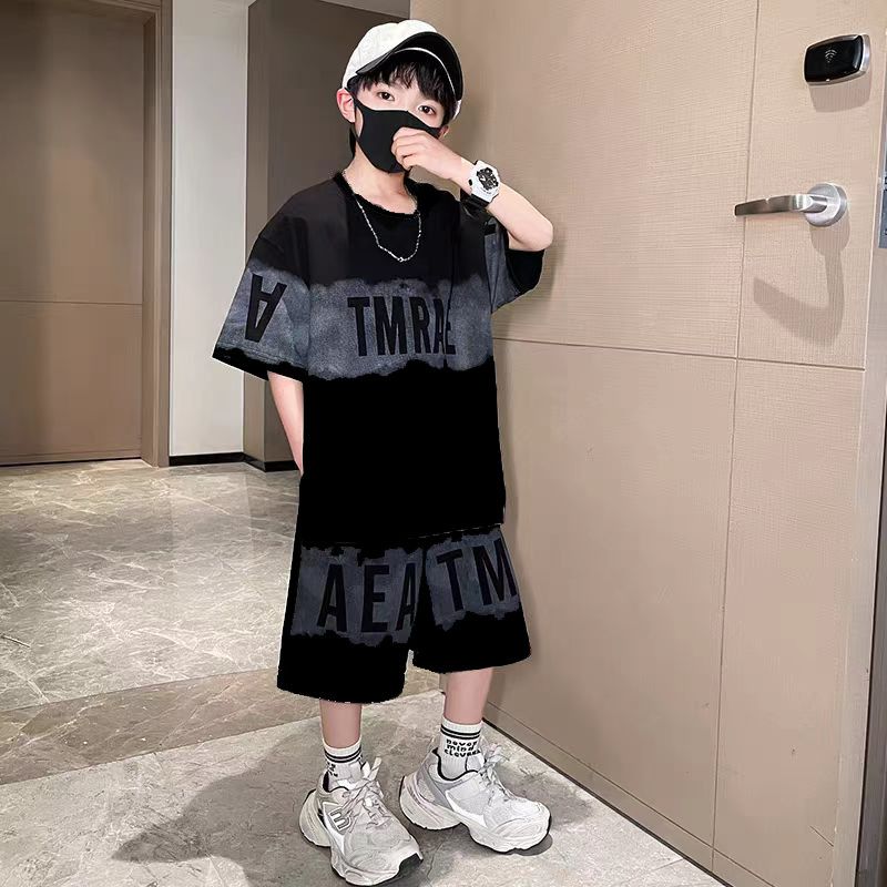 男童夏季套装新款儿童洋帅气短袖短裤中大童男孩一整套童装两件套