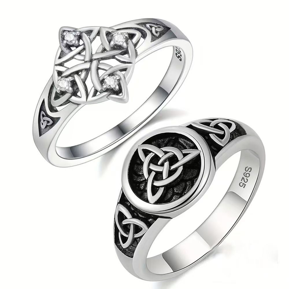 Massiver Retro Ring Aus Thai-silber Im Keltischen Punk-stil_voghion.com