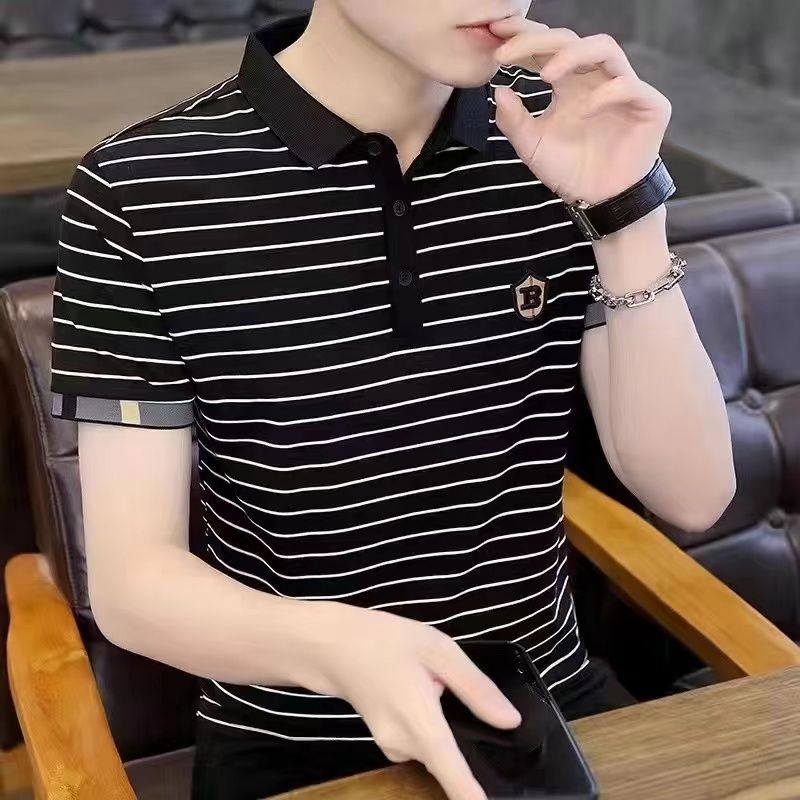 刺绣polo衫夏季男士短袖t恤青年高端商
