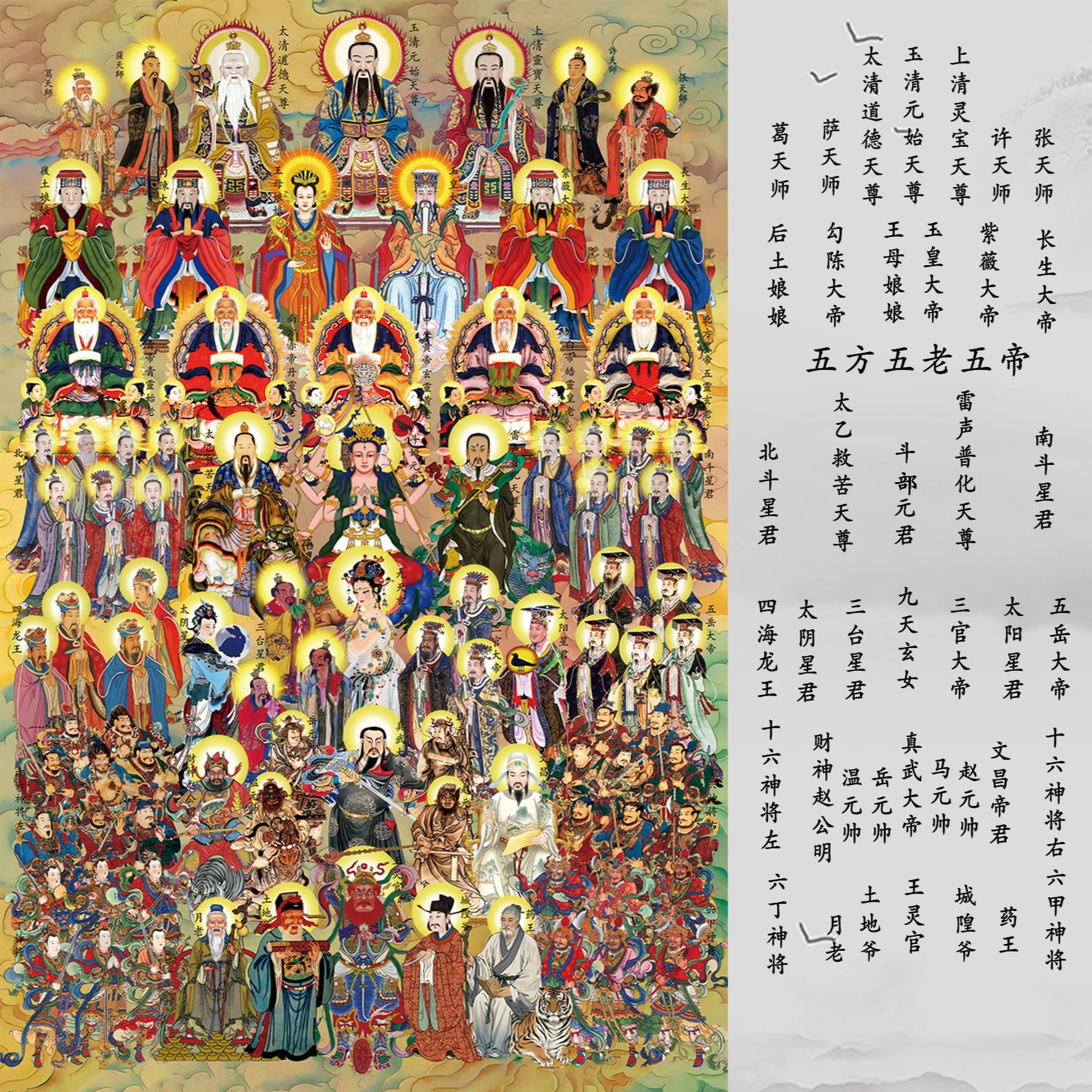 三尺三全神图画像众神总真图三清天尊雷祖玉帝王母供奉卷轴挂画道 detail 4