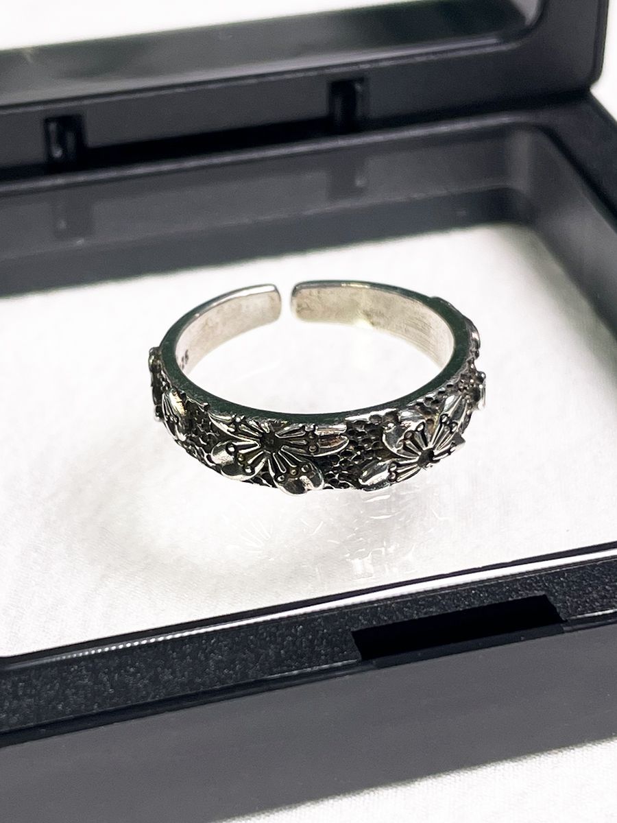 Vintage Cherry Blossom Adjustable Open Ring For Men And Women_voghion.com