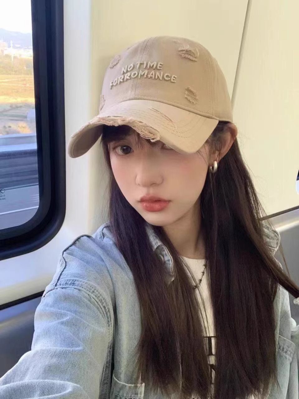 Gorra de béisbol rota para mujer con bordado de letras_voghion.com