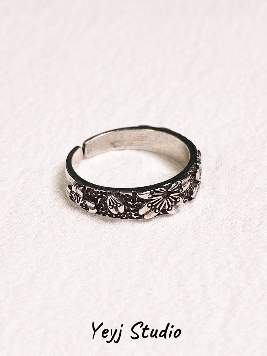 Vintage Cherry Blossom Adjustable Ring For Men And Women_voghion.com