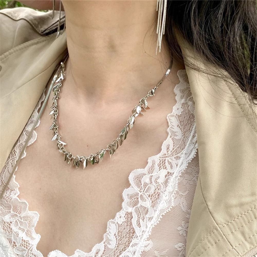 Silver Wheat Ear Tassel Necklace Adjustable Clavicle Chain, Exquisite_voghion.com