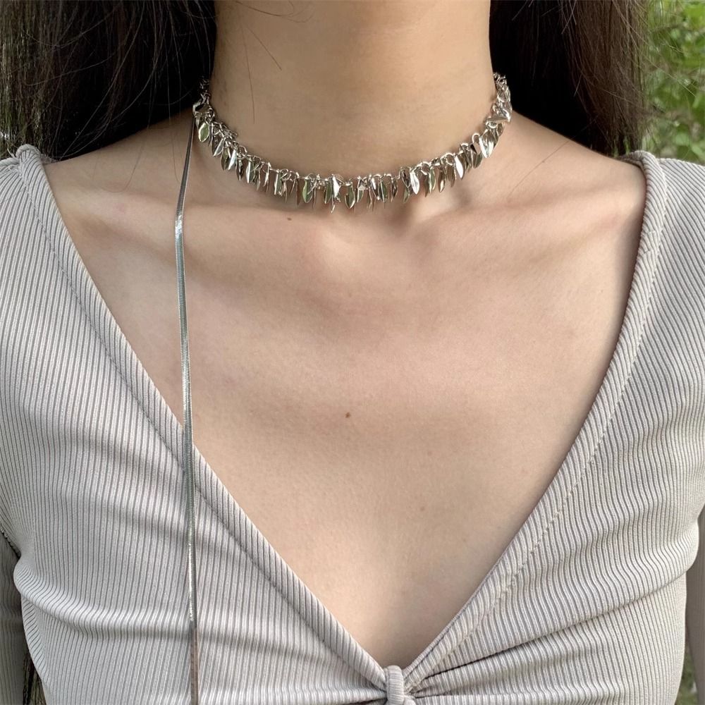 Silver Wheat Ear Tassel Necklace Adjustable Clavicle Chain, Exquisite_voghion.com