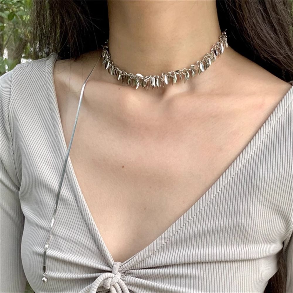 Silver Wheat Ear Tassel Necklace Adjustable Clavicle Chain, Exquisite_voghion.com