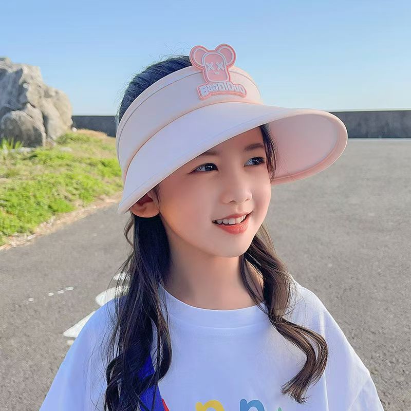 儿童防晒女童夏季遮阳帽宝宝空顶太阳帽男童紫外线卡通帽子女孩