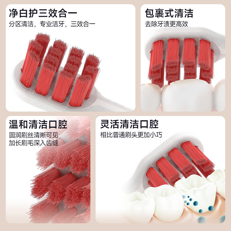 替浦斯适配ROAMAN罗曼T40电动牙刷头小心机HT30软毛成人替换头 图片 4