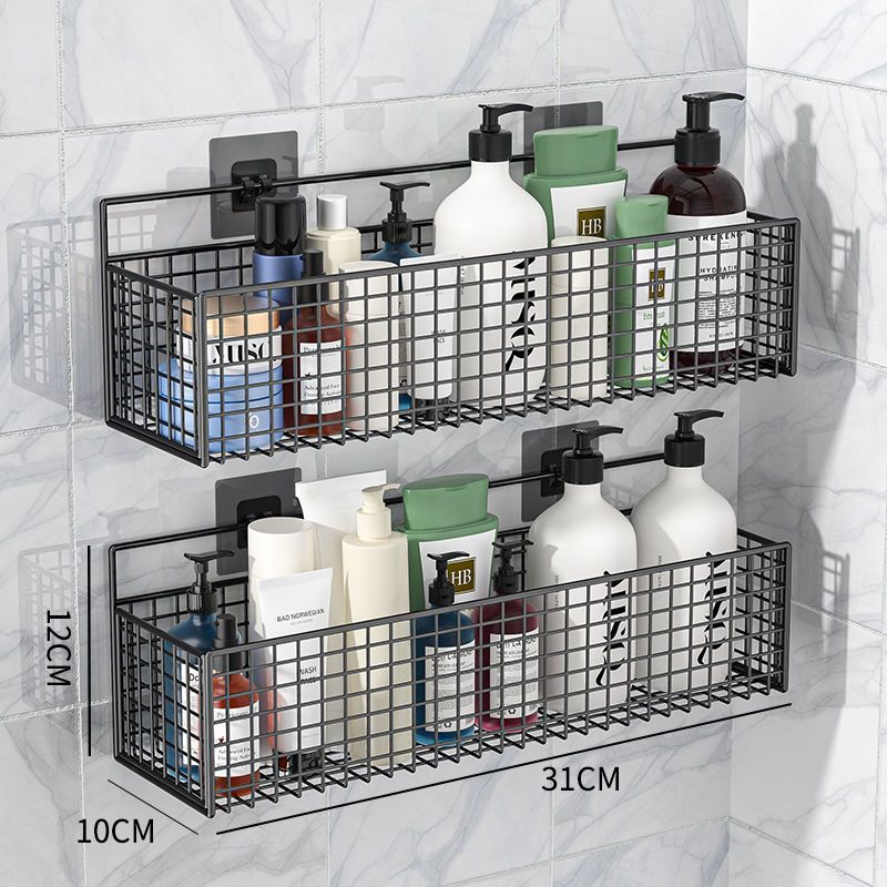 Bathroom Shelf, No-drill Wall-mounted Storage Solution Washroom, Adhesive Long-style Cosmetic Organizer For Toilet_voghion.com