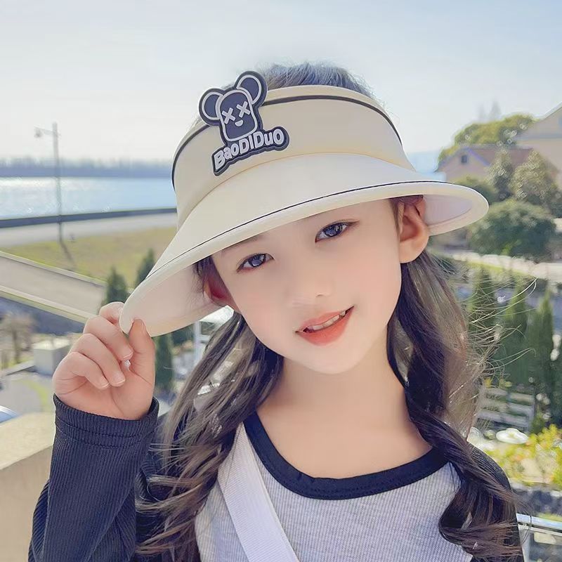 儿童防晒女童夏季遮阳帽宝宝空顶太阳帽男童紫外线卡通帽子女孩
