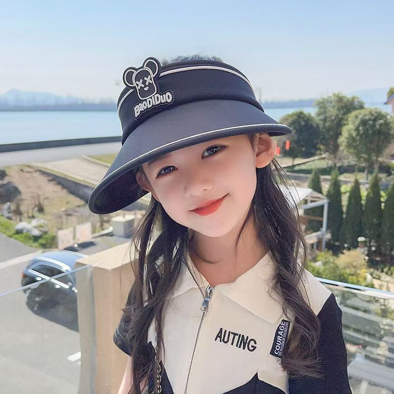 儿童防晒女童夏季遮阳帽宝宝空顶太阳帽男童紫外线卡通帽子女孩