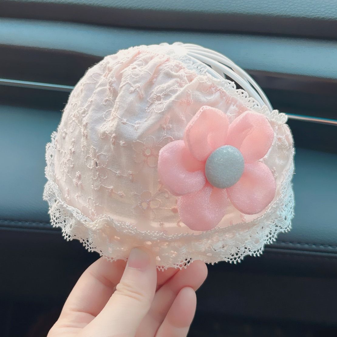 新生婴儿囟门帽子春夏薄款女宝宝护卤门蕾丝花边女婴纯棉护头囟帽