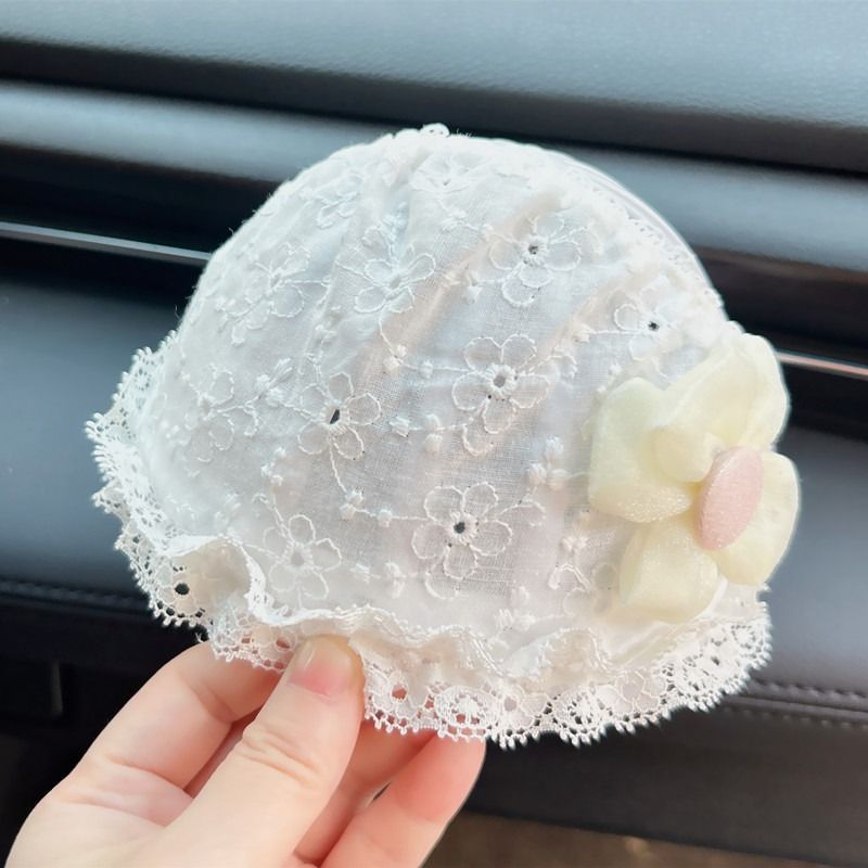 新生婴儿囟门帽子春夏薄款女宝宝护卤门蕾丝花边女婴纯棉护头囟帽
