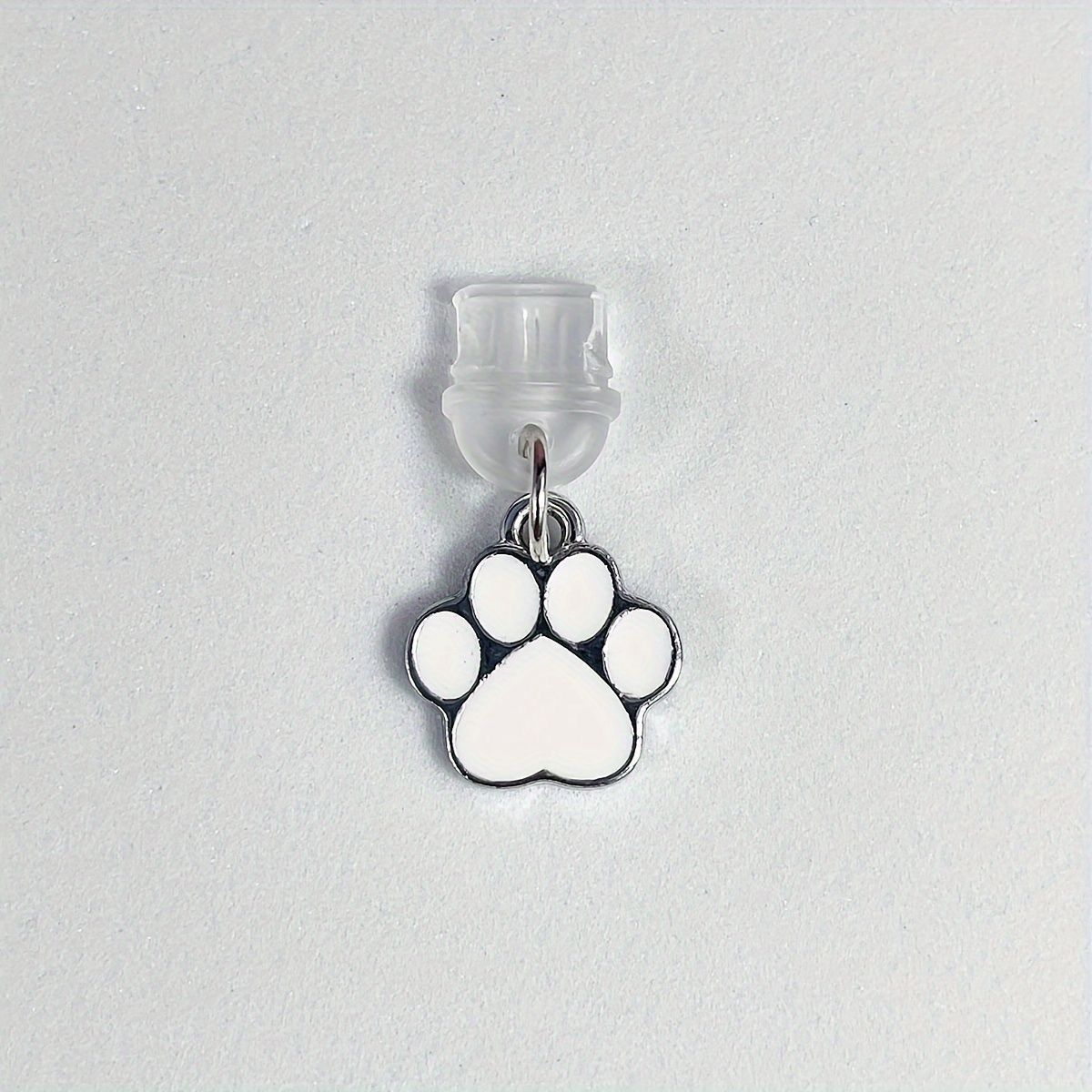 Metal Black White Cat Paw Phone Dust Plug Charging Port Cover Pendant For Type-C_voghion.com