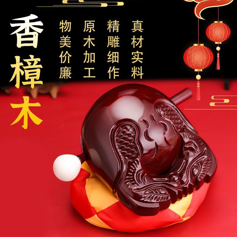新款樟木木鱼法器实木一套家用木鱼解压打击乐器木雕摆件音质清脆 4