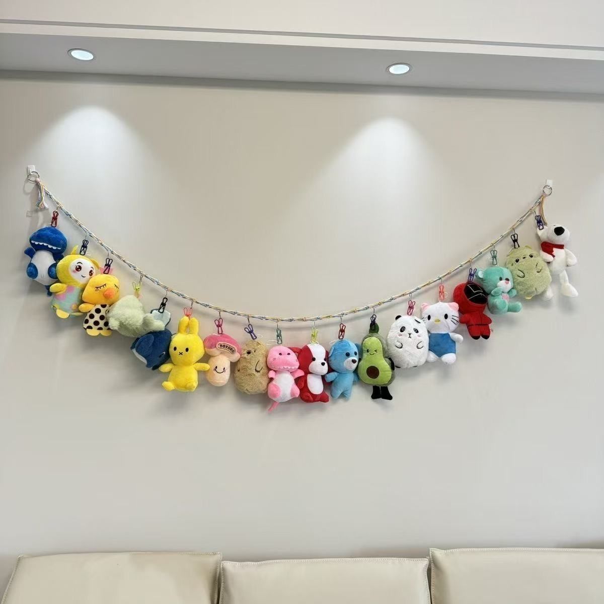 新款中式风格挂布|可爱毛绒娃娃收纳神器|手工织造套装|床上壁挂