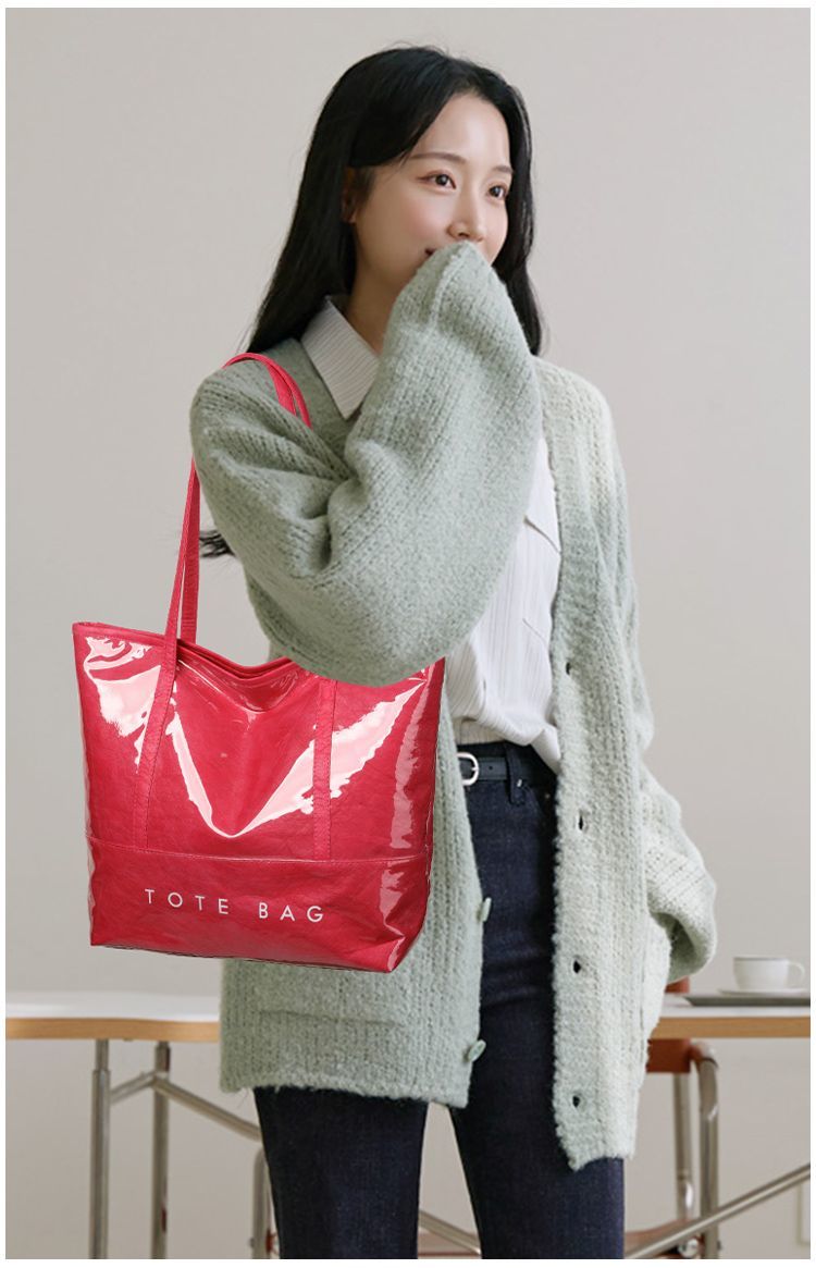 Exquisite Transparent Tote Bag In Dupont Paper Large Capacity_voghion.com
