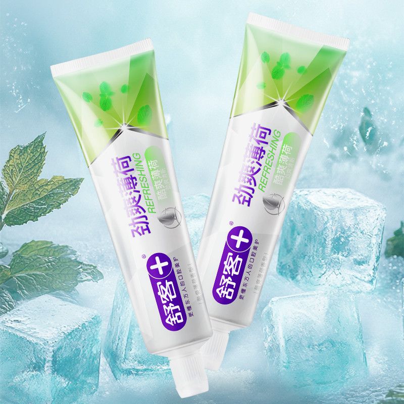 212g舒客舒克劲爽薄荷牙膏清新口气去渍亮白学生家庭超值装正品