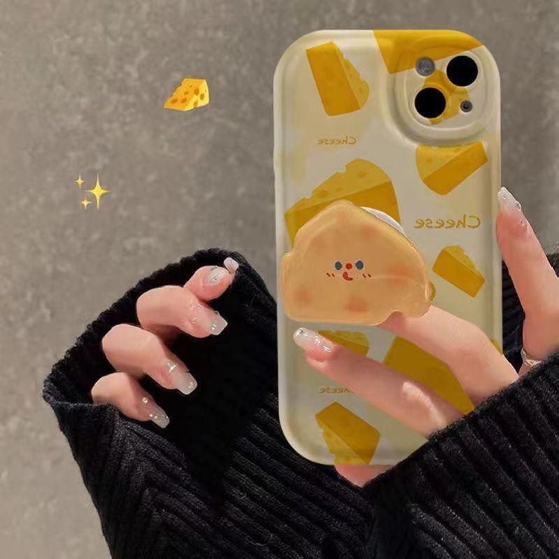 Cheese Cute Stand Airbag Style Cartoon Ins Desktop Telescopic Lazy Watching Drama Phone Sticker_voghion.com