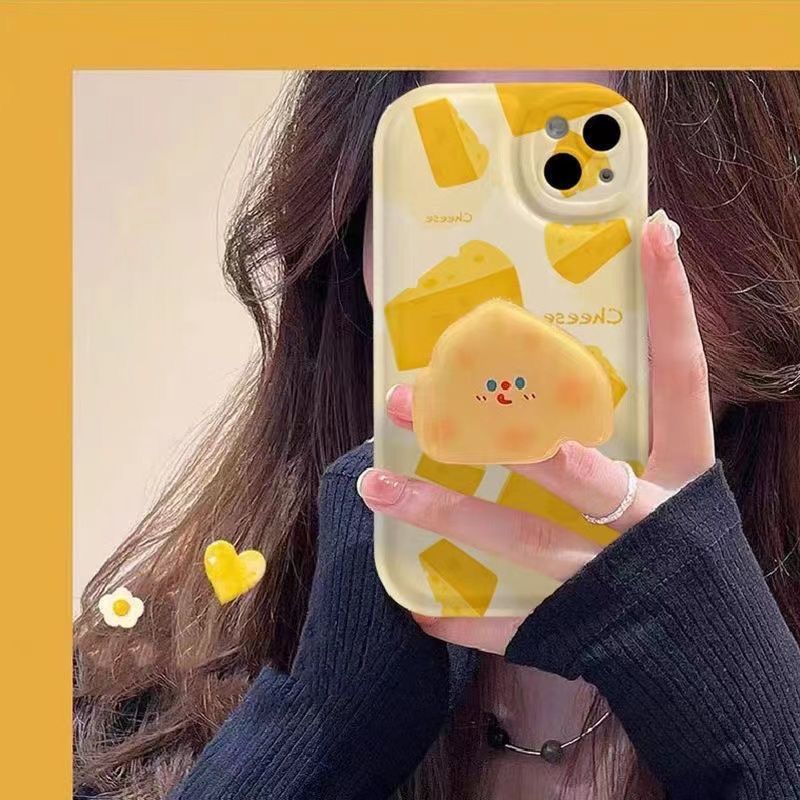 Cheese Cute Stand Airbag Style Cartoon Ins Desktop Telescopic Lazy Watching Drama Phone Sticker_voghion.com