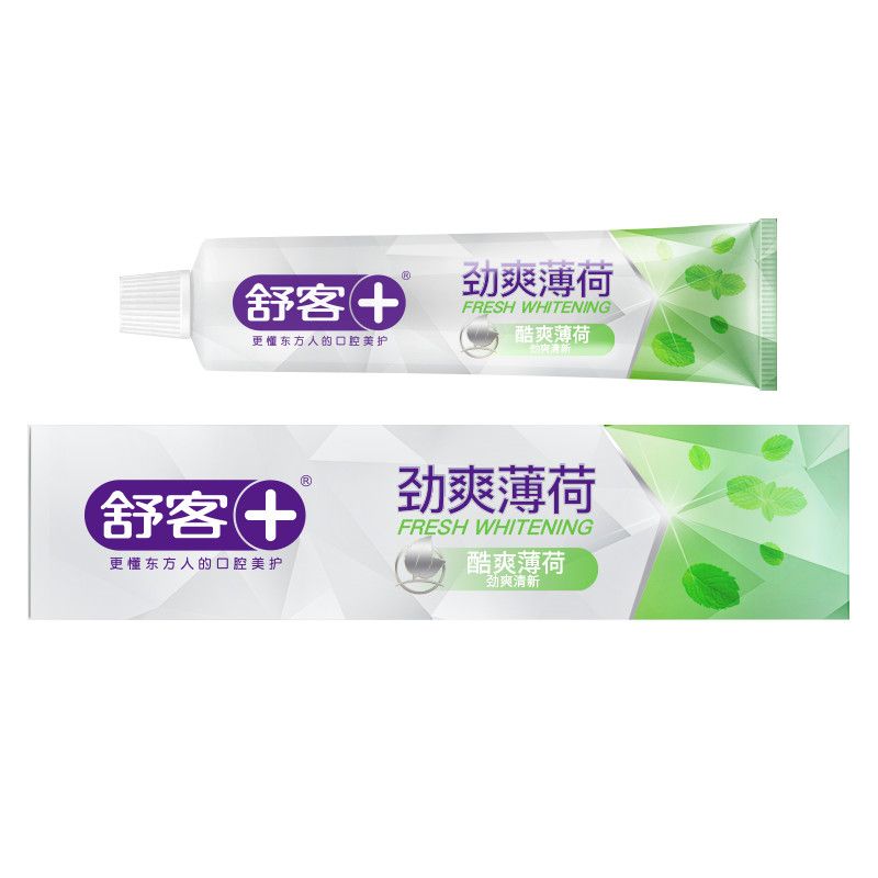 212g舒客舒克劲爽薄荷牙膏清新口气去渍亮白学生家庭超值装正品