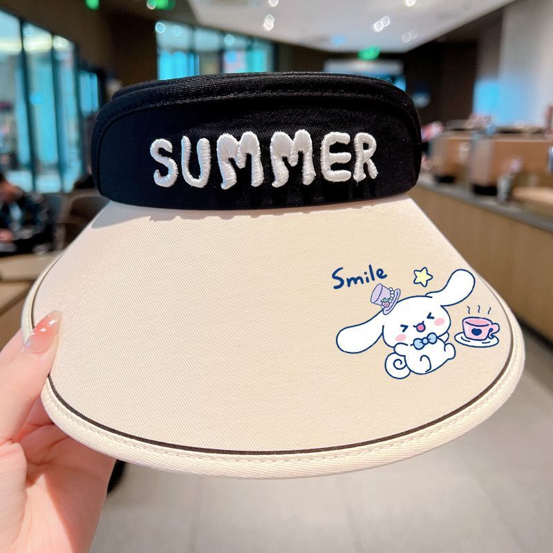 儿童三丽鸥空顶帽子宝宝女童库洛米防晒夏季太阳帽紫外线遮阳帽