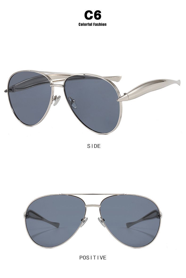 2025 Retro Punk Style Metall Dickes Bein Doppelstrahl Spiegel Sonnenbrille_voghion.com