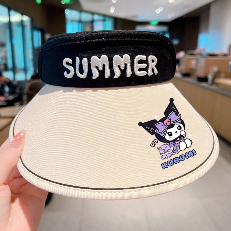 儿童三丽鸥空顶帽子宝宝女童库洛米防晒夏季太阳帽紫外线遮阳帽