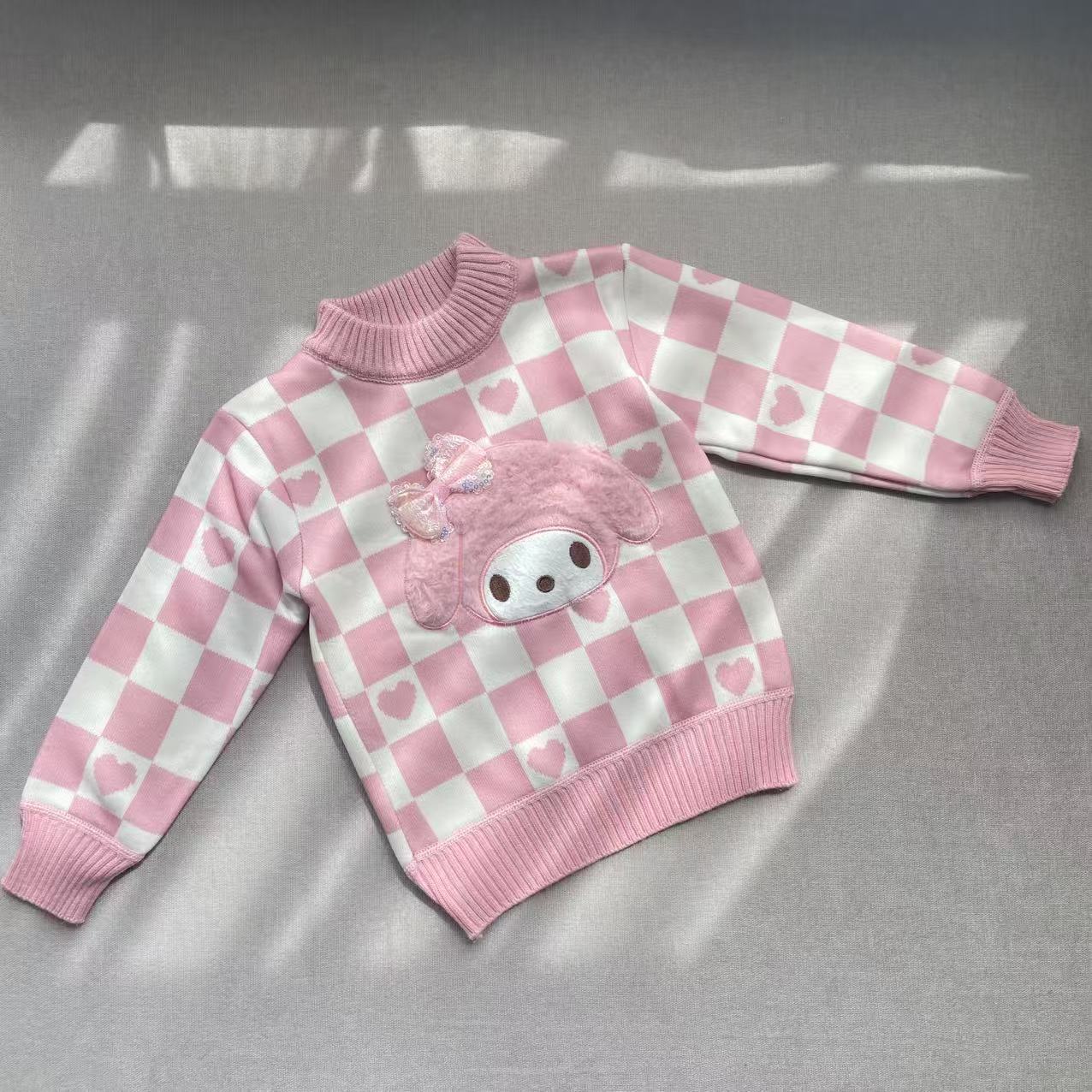 女童毛衣针织秋冬季2024加绒中大童圆领打底 开衫