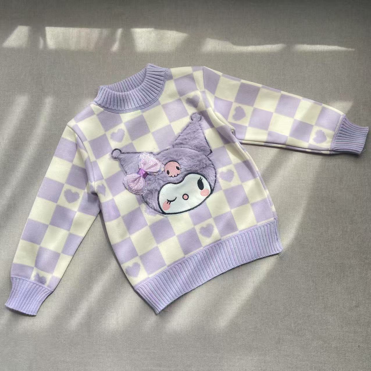 女童毛衣针织秋冬季2024加绒中大童圆领打底 开衫