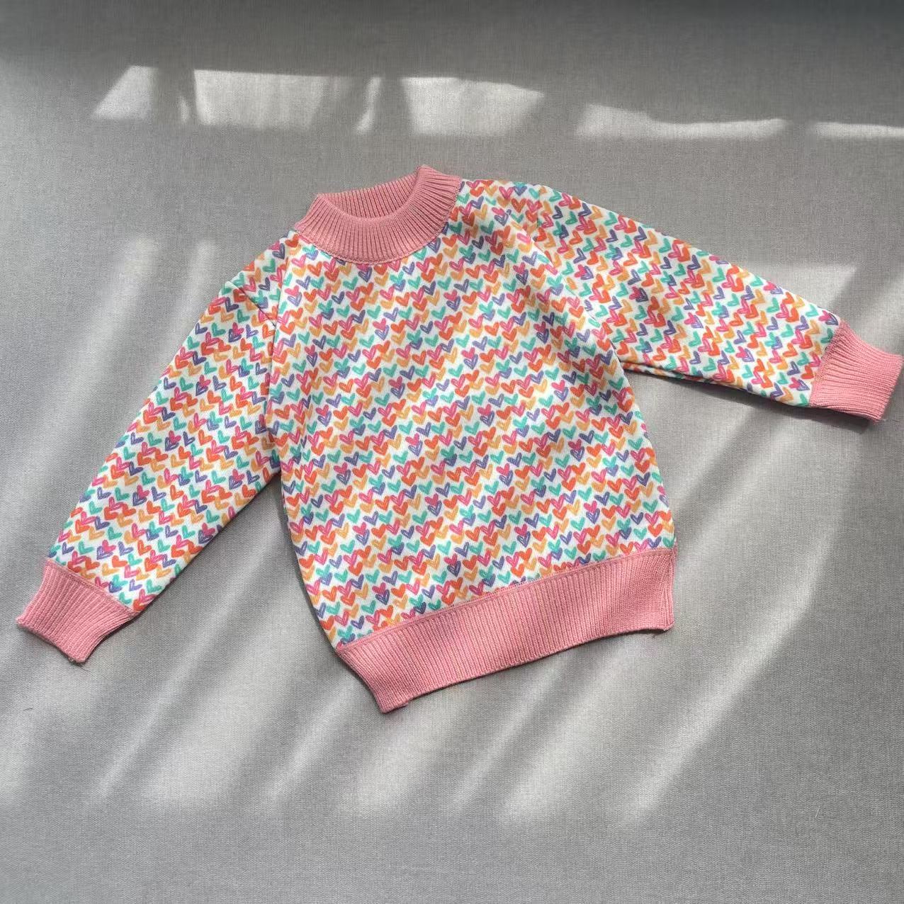 女童毛衣针织秋冬季2024加绒中大童圆领打底 开衫