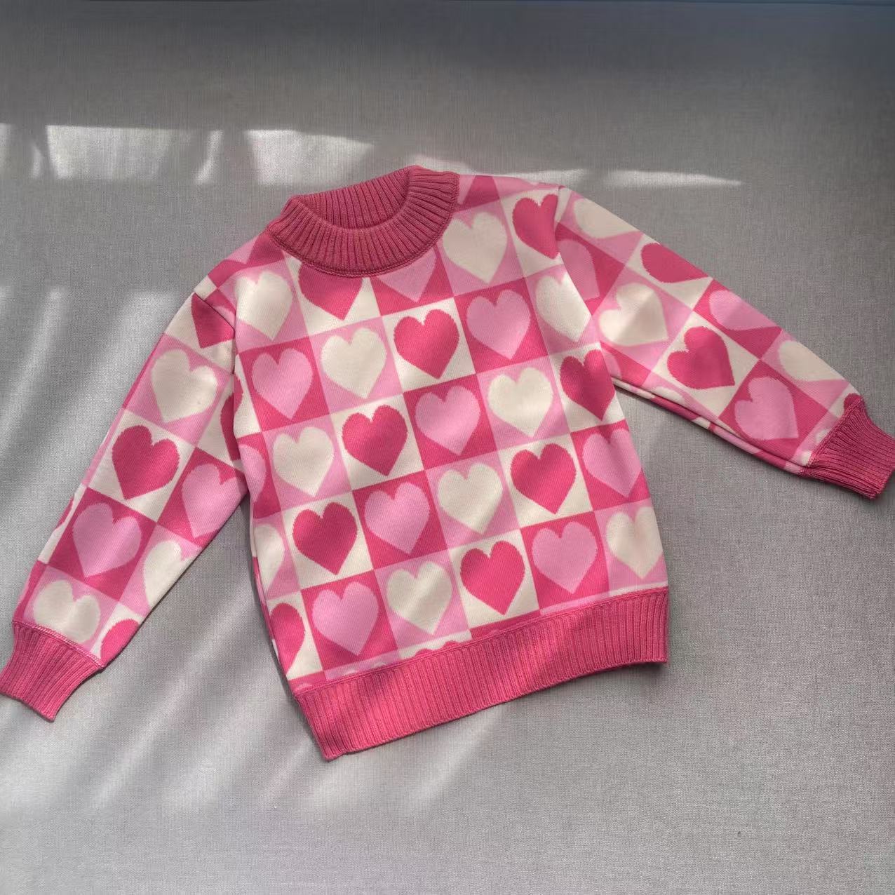 女童毛衣针织秋冬季2024加绒中大童圆领打底 开衫